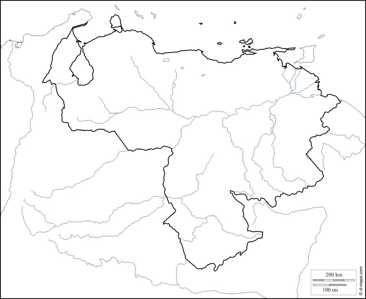 boş Venesuela xəritə