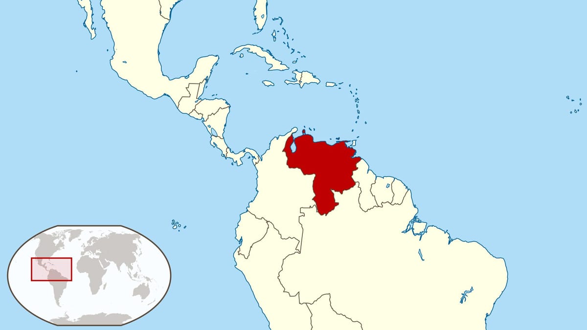 Venesuela xəritədə Cənubi Amerika
